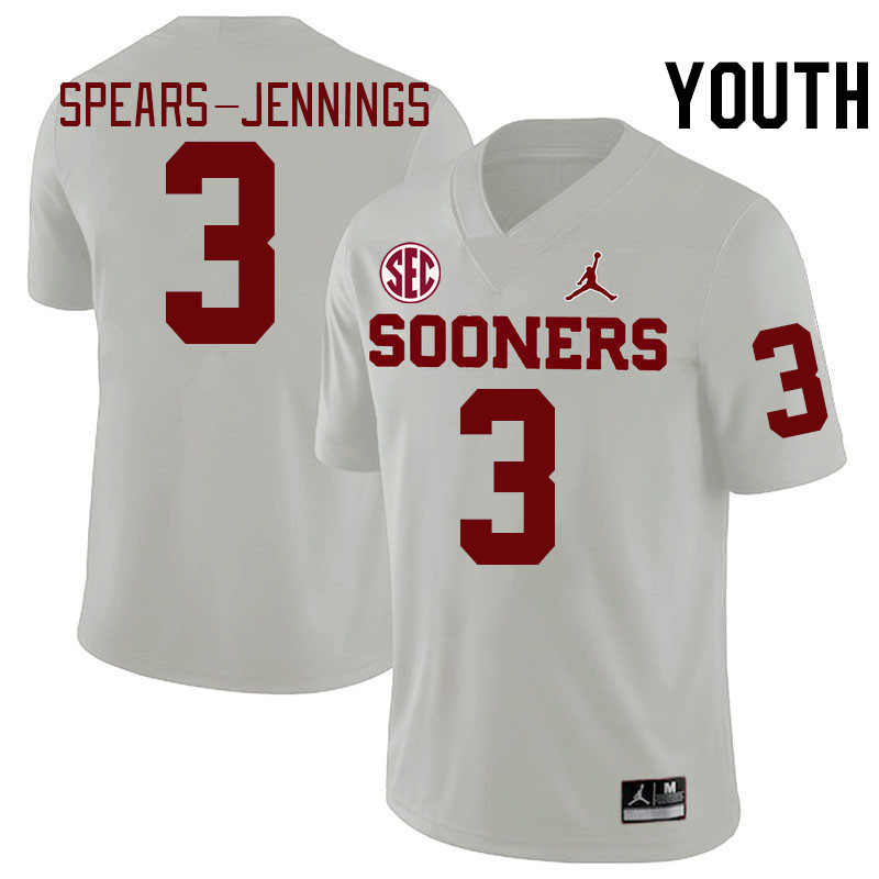 Youth #3 Robert Spears-Jennings Oklahoma Sooners 2024 SEC Conference College Football Jerseys-White